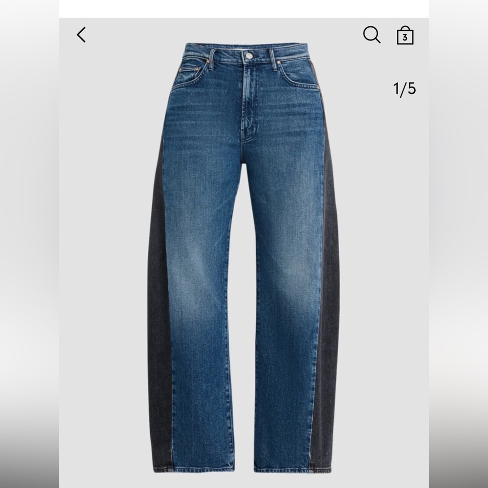 Mother Lil half pipe flood barrel jeans Two-Tone Blue and Black Women Jeans